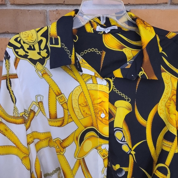 Seen And Be Seen Bold Yellow and Black Patterned Shirt Medium - Picture 5 of 9